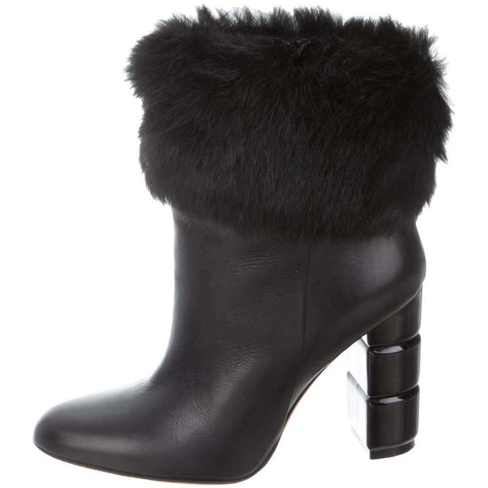 Salvatore Ferragamo Loris Fur-Trimmed black boots